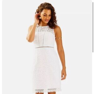 ❤️Lilly Pulitzer Simona Dress Resort White Lace Sleeveless Size 4